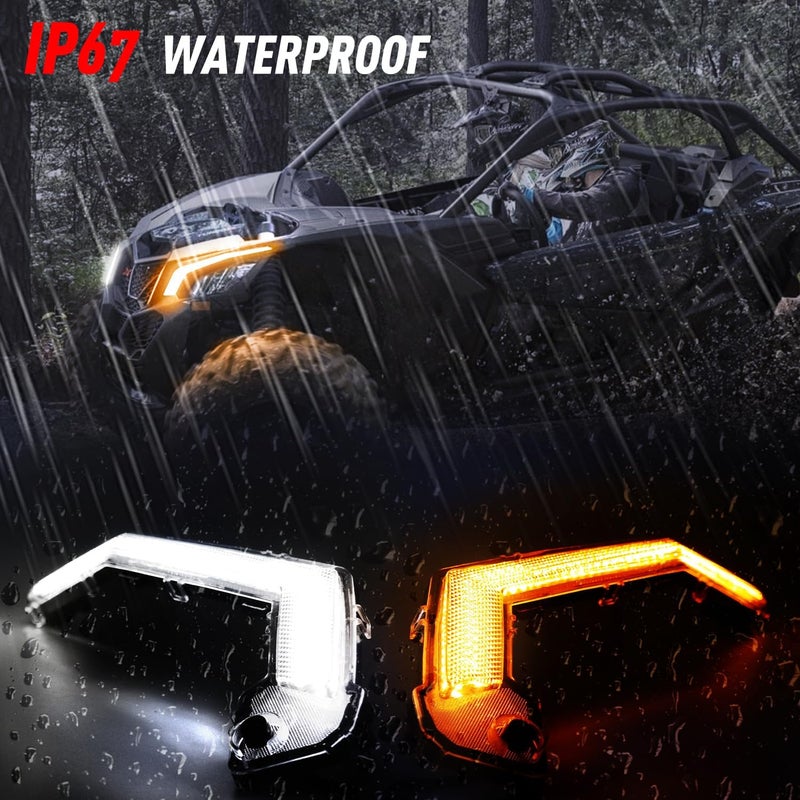 Beatto X3 Turn Signal Fang Light With White and Amber Color,Front Signature Accent Light Assembly Fit for Can-Am Maverick X3 and MAX models 2017-2025 - Image 3